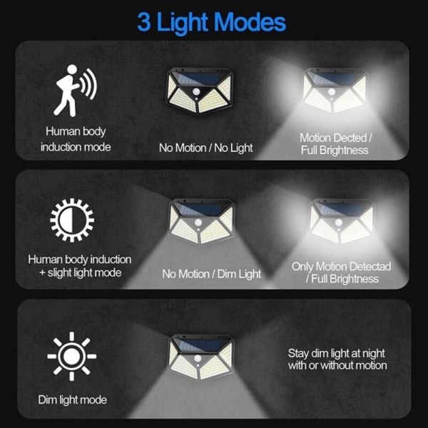 2-pack utomhus LED solcellslampa solcellslampa PIR rörelsesensor vattentät vägglampa solenergi driven av solljus för trädgård