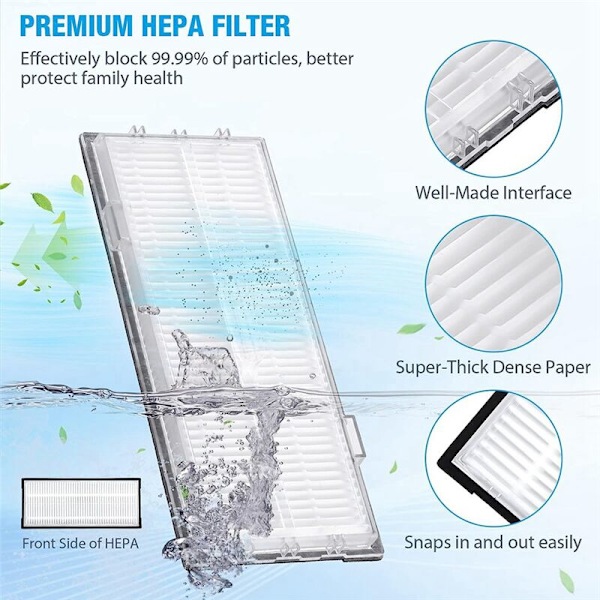 8 stk. HEPA-filter til S8/S8+/S8 Pro Ultra Robotstøvsuger Udskiftning Aktivt Kul