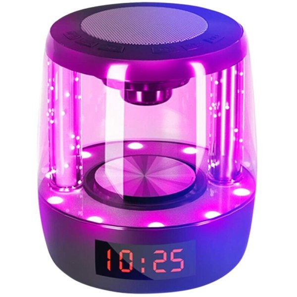 1 Set Bluetooth 5.0 Högtalare 4 i 1 Digital Bordslarm, Bärbar Högtalare 7 Färger LED Färgglada Nattlampor
