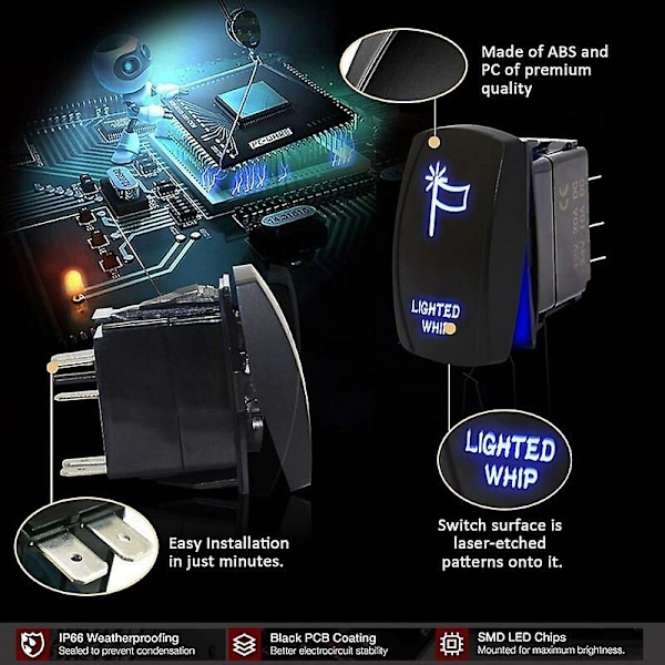 Vippbryter LED Lyslist Sasquatch Lys Piskbryter For ATV Can-am X3 RZR Båt SUV