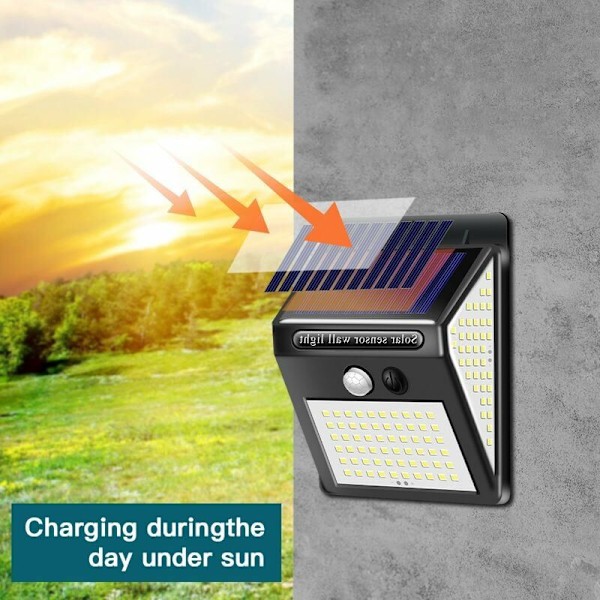 4 kpl 60+40+40LED aurinkopaneelit seinävalaisin 140LED automaattinen induktiovalaisin sisä- ja ulkokäyttöön, sisä- ja ulkokäyttöön