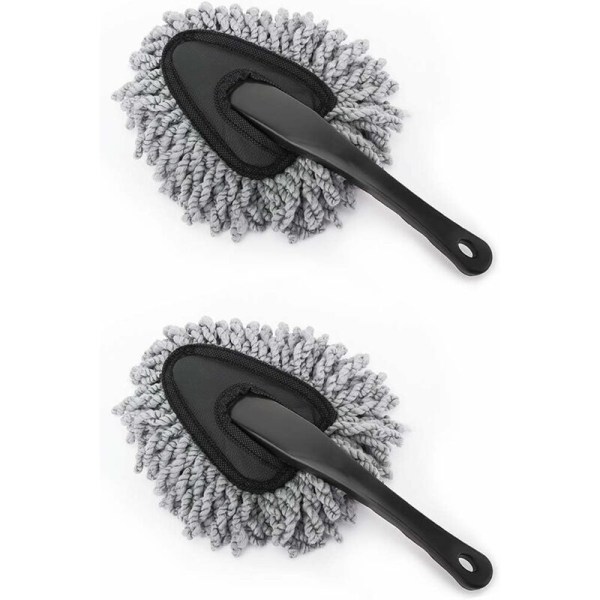 2 Pack Car Cleaning Brush, Car Cleaning Brush, Soft Microfiber Detailing Brush, Dust Wiping Tool-Gray-