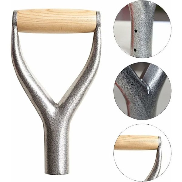 Skovl D-Grip Håndtak, Metallisk Snøskuffel Håndtak med Trehåndtak for Graving Rakeverktøy, Håndbeskyttende Hagetilbehør, 23x12cm/9.05x