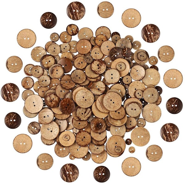 200pcs Round Walnut Shell Buttons Series - DIY Handmade Decor Craft Scrapbooking Clothing Sewing Supplies Accessories