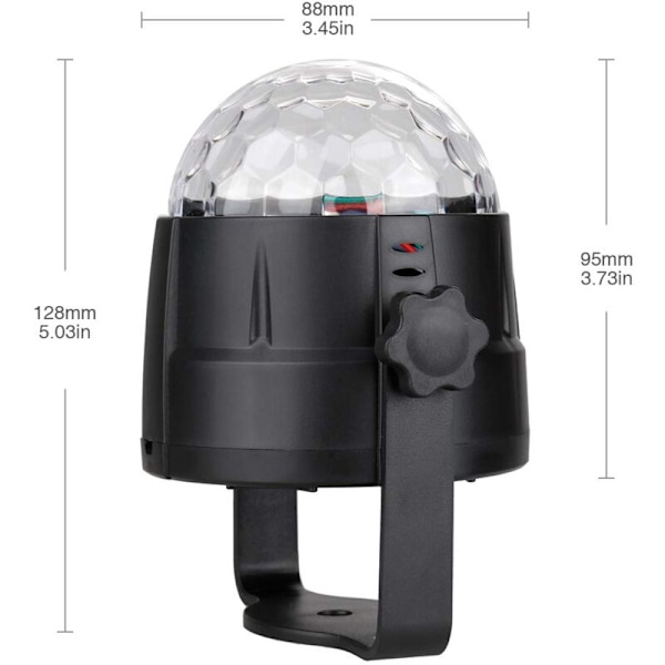 Discokugle LED Discolys med 15 lysformer, Discolyseffekter 360° roterbar RGB-festbelysning LED-diskokugle med USB-kabel til jul,