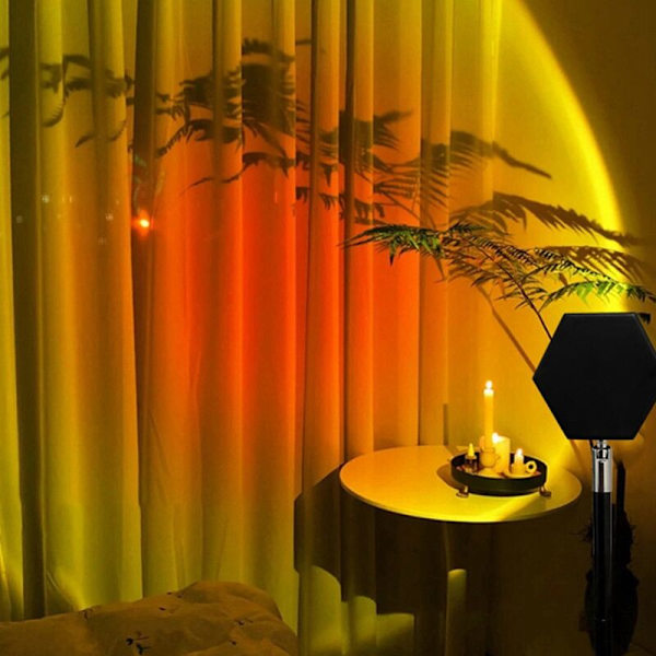 Solnedgangsprojektion Atmosfære LED-lampeprojektor, 180° Rotation USB Fotograferingslys til Soveværelse Studioindretning