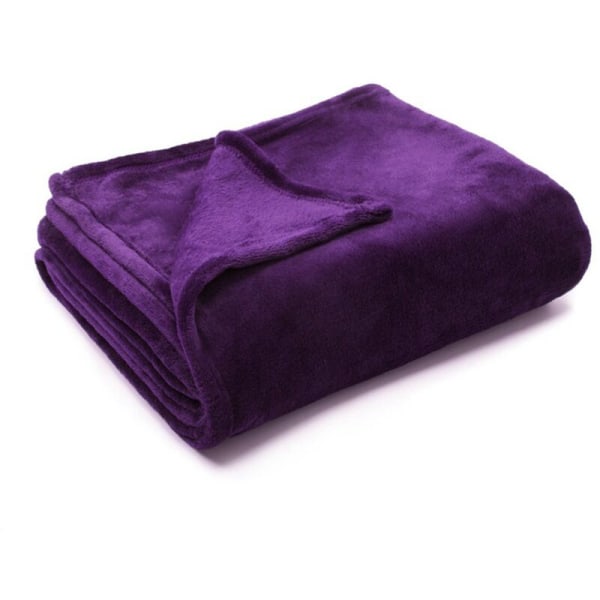 Flannel Blanket Sofa Travel Blanket Thin Flannel Blanket Machine Washable Soft and Warm in Winter, Purple