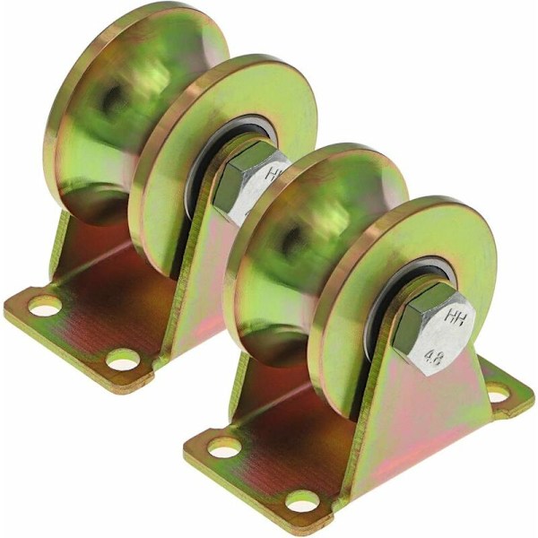2 st glidande grindhjul 50 mm, stålhjul med U-spår, U-spårhjul för omvänd spår, industriell maskin, rullande dörr, lastkapacitet 300 kg