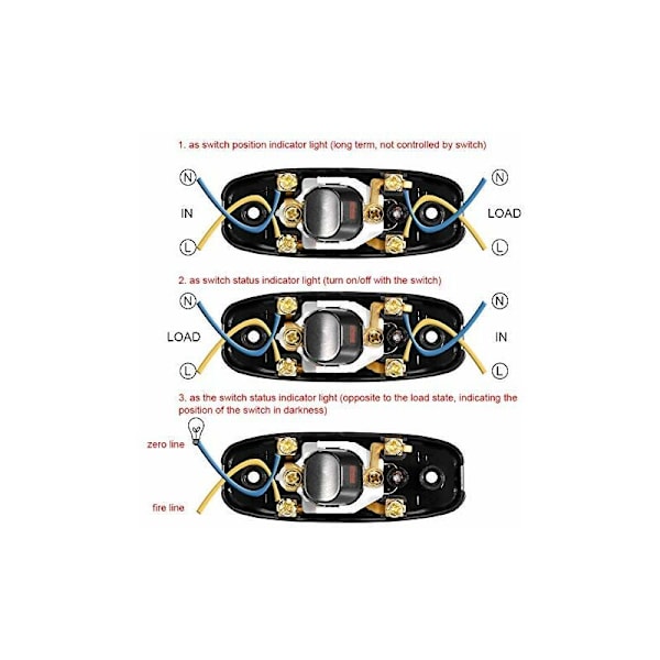 ON/Av Inline Pærebryter Bordlampe Ledning Bryter AC250V/10A (Svart)