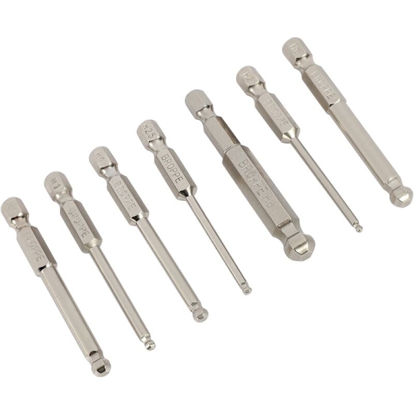 7-pack S2 Magnetiska Kulspetsbitar 1/4 tum Hex