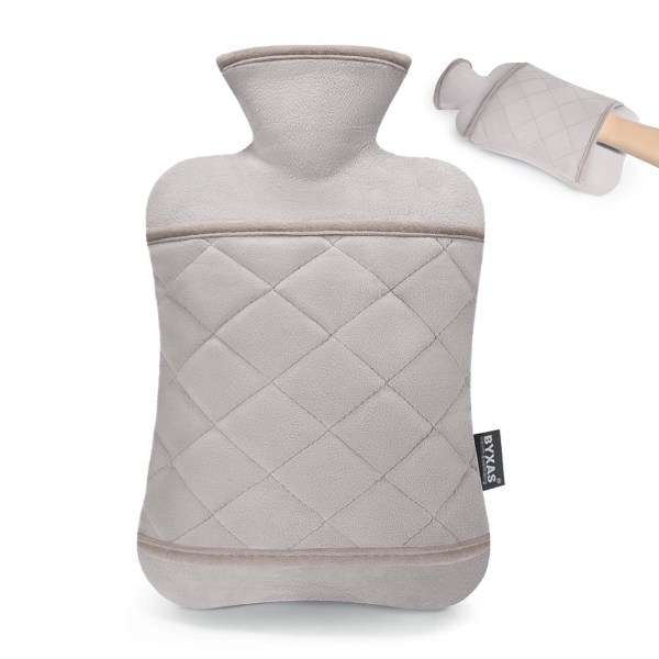 Varmvattenflaska med handväska lock – 2,0L BPA-fri PVC-vattenflaska, Luktfritt Premiummaterial, Grå