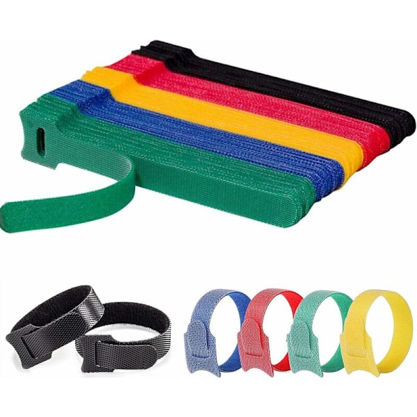 100 st Kabelband, Kabelbindare, Återanvändbara Kabelhanteringsband Lätt att Klippa för att Binda Kablar, PC-kablar, Elektriska Kablar, Färg, 150mmx1
