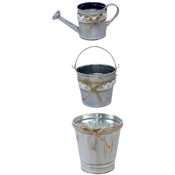 3 stk. Vintage Pot Jern Vase Blomsterspand Pot Blomsterstand Indendørs Udendørs Havedekoration