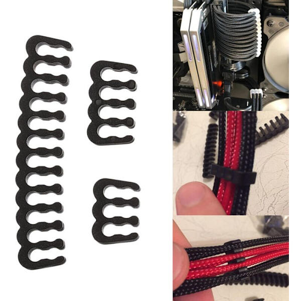24 stk. serie/parti PC bundtkam 24Pin 8Pin 6Pin computer bundtkam Gesleeved op til 3,4 mm sort