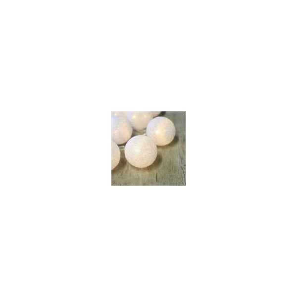 White Cotton Ball Light Garland - White-Fei Yu
