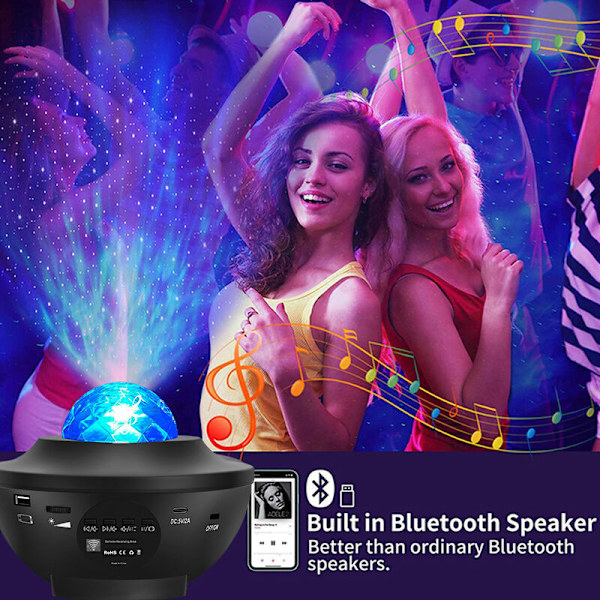 Stjernehimmel-projektor, LED-galakseprojektor Planetarium-projektorlampe, Galakseprojektor nattlys for barn med stemme-/Bluetooth-kontroll, LED-stjerne