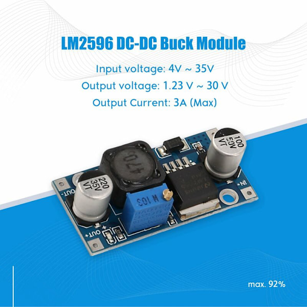 LM2596S DC-DC Spänningsomvandlaremodul 3A Justerbar Spänningsomvandlaremodul LM2596 Spänningsregulator 24V 12V 5V 3V