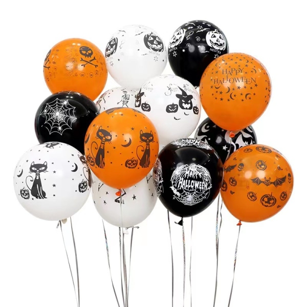 50 styks Halloween balloner, Halloween ballon dekorationer trykt med 4 forskellige Halloween mønstre, Halloween fest balloner