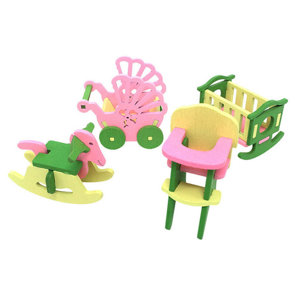 1 Set Trädockor Möbler Miniatyr Barn Gåvor 6
