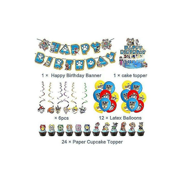 Paw Patrol Ballonger, Födelsedag Dekoration Hundar Paw Patrol Födelsedag Dekoration Set Grattis På Födelsedagen Dekoration Ballonger Banderoller För Födelsedagsfest Dekoration