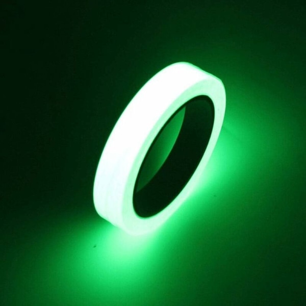 10Mx1CM Fluorescerande Självhäftande Tejp, Självlysande Tejp, Lysande Grön Ljus Tejp, Säkerhet Fosforescerande Tejp, Avtagbar,