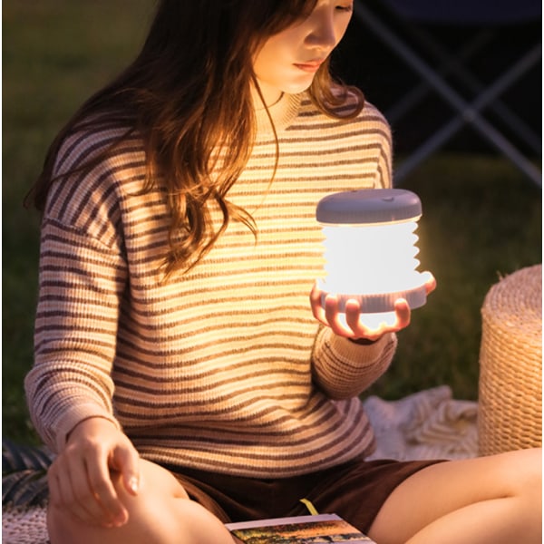 Campinglampa, multifunktionell utomhuslampa för campingtält, bärbar nödlampa, USB uppladdningsbar nattlampa (1 vit)