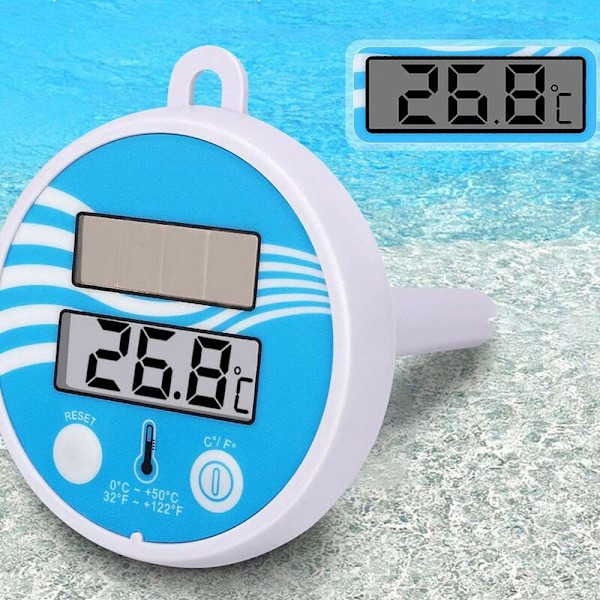 Flytande Pooltermometer Solcellsdriven Digital Vattentemperaturmätare med Kedja för Utomhus/Inomhus Simbassänger, Badvatten, Spa, Spa, Varmvatten
