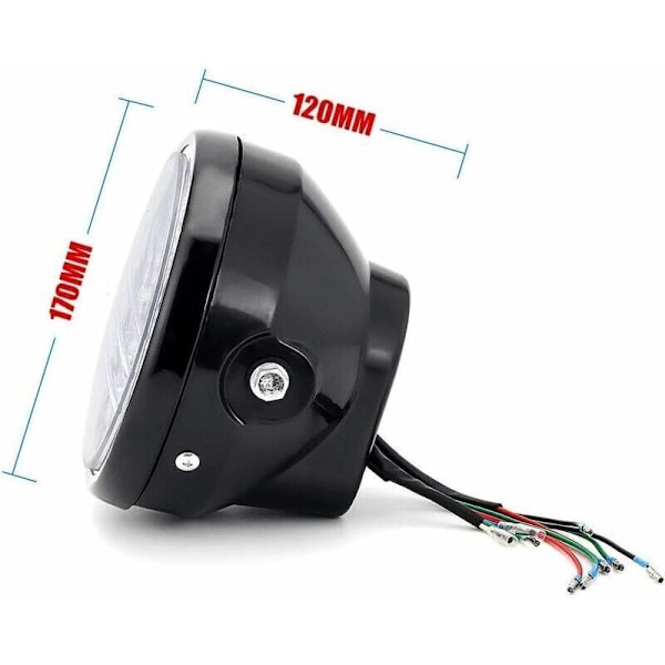 Rund motorcykelforlygte - LED-spotlight med monteringsbeslag - 12V 7\" halogen LED.