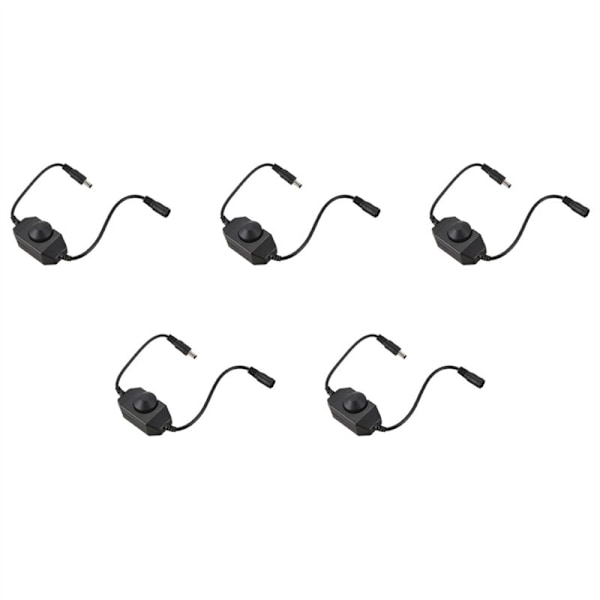 5X 12V/24V 6A LED Dimmer Controller Juster Lysstyrke for Enkeltfarvet Lys, Sort