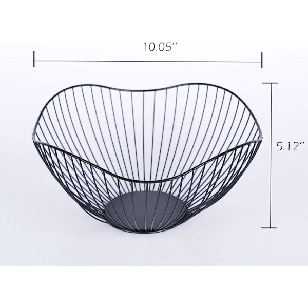Sort Metal Frugtkurv Metal Frugtkurv 27x13 cm Jern Frugtkurv Metal Frugtkurv Moderne Rund Frugtkurv