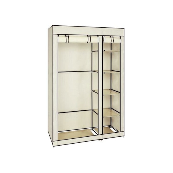 Soveværelsesgarderobe Opbevaringskab Omklædningsrum Tekstilgarderobe Bærbar Voksen Soveværelse Beige 5 Lag 6 Kuber 110 x 45 x 175