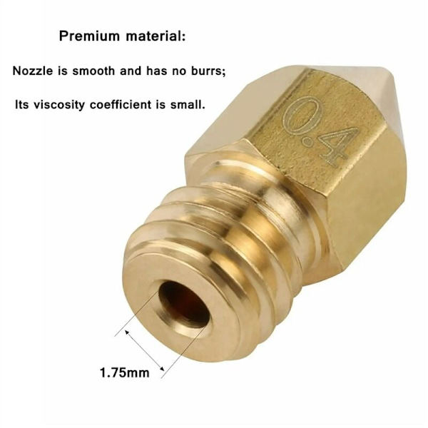 56 st 3D-skrivarmunstycken MK8-munstycken 3D-skrivarmunstycken i mässing 0,4 mm för -8/-10/ 3/ 3 V2/ 3S