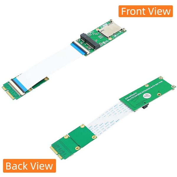Mini PCI-E MSATA Fleksibelt Forlængerkabel med SIM-kortslot til Full Size og Half Size MSATA SSD (WIFIxWWANxWLAN Modul)