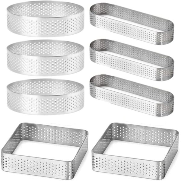 8 cm rostfri kakmousseform, värmebeständig perforerad kakmousseform, rund ring bakningsdonutverktyg