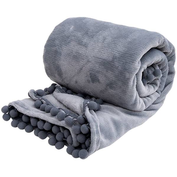 Släng filt med bollar Varm färg Sängöverkast på säng Soffa Dekorativ fluffig filt A