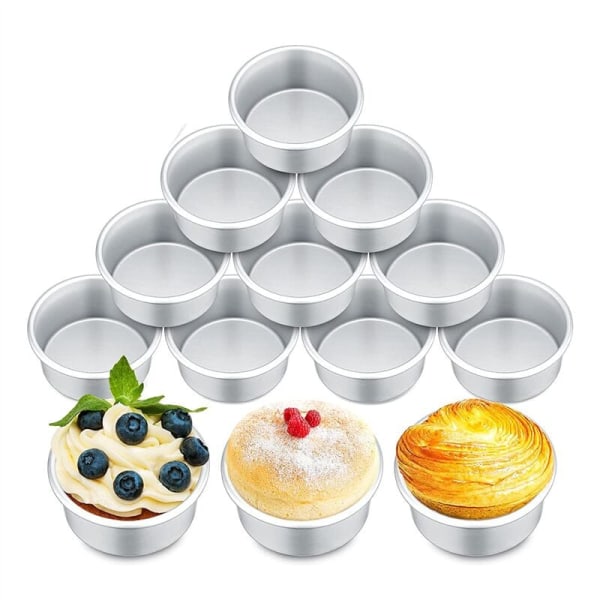 18 stk. 4 tommers kakeform Mini runde kakeformer for baking kakeformer Ostekake, Pizza, Quiche