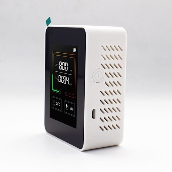 Luftkvalitetsmätare CO2 TVOC-mätare Temperatur Fuktighetsmätningsenhet Dioxidmonitor Gassensor Svart