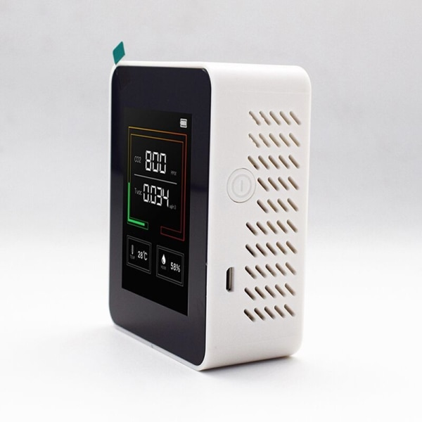 Luftkvalitetstester CO2 TVOC Meter Temperatur Fugtighedsmåler Enhed Dioxid Monitor Gasdetektor Sensor Sort