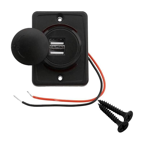 Dobbel USB-portkontakt, 3.1A Bil Dobbel Svart ABS USB-portlader 12V LED Strømkontakt, Vanntett, USB-lader med LED-åpning Bil Mobiltelefonlader