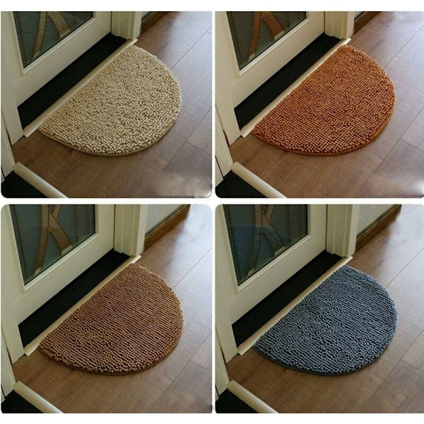 Halvcirkel bademåtte, blød absorberende chenille fuzzy badekar måtte skridsikker tæpper halv måne bademåtte til badekar maskinvaskbar -Lilla-40 x 60-