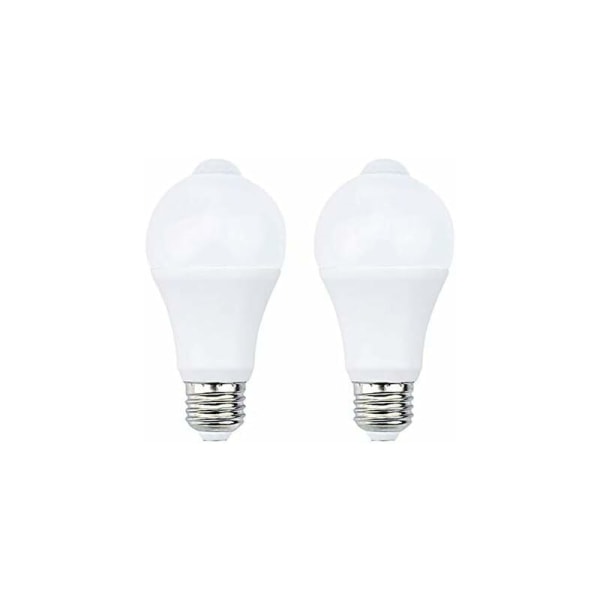 12W E27 PIR Infrarød LED-pære med bevegelsessensor PÅ/AV automatisk A60 220V 1200lm tilsvarende 120W halogen for trapper korridor garasje（2-pakning,