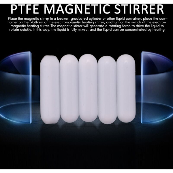 5 stk. Serie 25 mm (1 tomme) Magnetisk Omrører Mikser Omrøring Bar, Hvid Farve, Laboratorie Bar, Omrøringsplade Bar, Omrøring Barer 7Mm25Mm