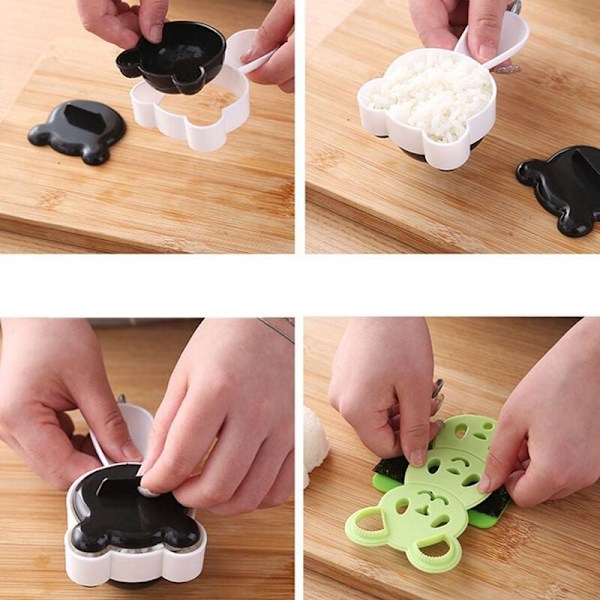 1 sæt søde panda Onigiri Shaper risboldform DIY Sushiform køkkenudstyr Bento-tilbehør til børn