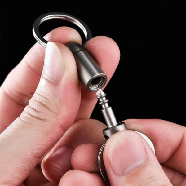 Titanium Alloy Nøkkelring, High-End Fjærlås, Mini Universal Roterende Ringspenne, Vertikale Linjer [Primærfarge]