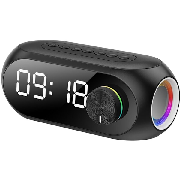 Sovrumsväckarklocka med färgad nattlampa, dubbla alarm, dimmer, tupplurtimer, FM-radio Svart