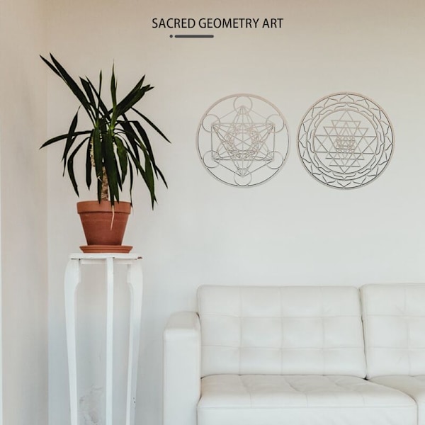 3 st / set av helig geometri konst trä konst set, helig geometri konst, skulptur, väggdekorationer för heminredning