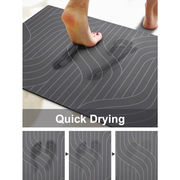 Halksäker Badmatta, Superabsorberande, Snabbtorkande, 16\" x 24\", Diatoméjord Badmatta, Lämplig för Badkar, Gummibaksida