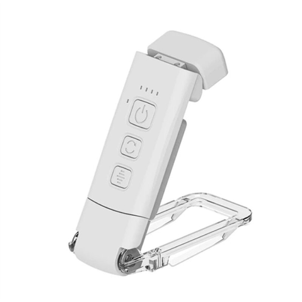 Leselys med timer, USB-ladbare, klips-på-leselampe, nattlys, boklys, 5 lysstyrker - melkehvit
