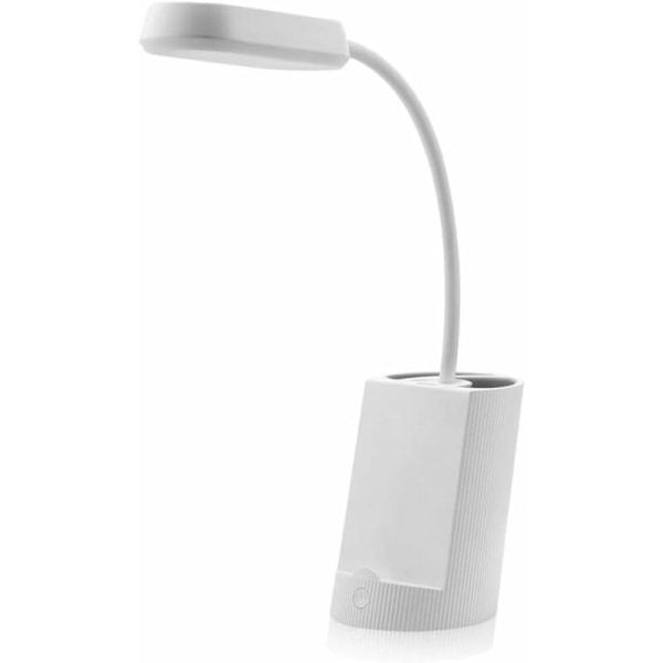 Skrivbordslampa Mini Skrivbordslampa Sänglampa USB-port Dimbar Ögonskydd med 2 Ljusstyrkenivåer Pennhållare Nattlampa Bordslampa (Vit)-