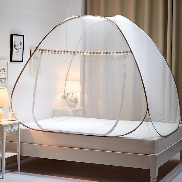 Hopfällbar Pop Up Säng Myggnät Stor Myggnät Kupoltält Enkel Dörr Camping Myggnät Gardin Lätt att Installera för Sovrum
